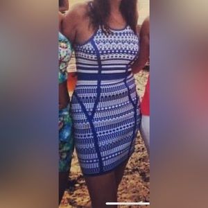 Arden B. blue and white bodycon dress